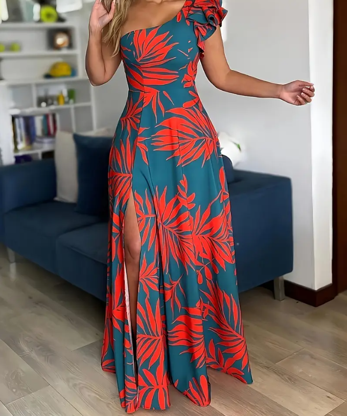 Vestido Elegante de Um Ombro