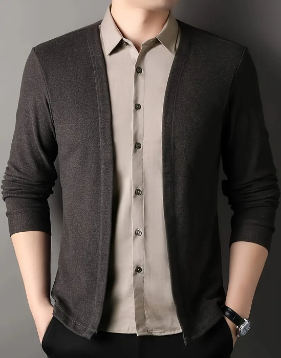 Camisa Casual Masculina Faux de Duas Peças