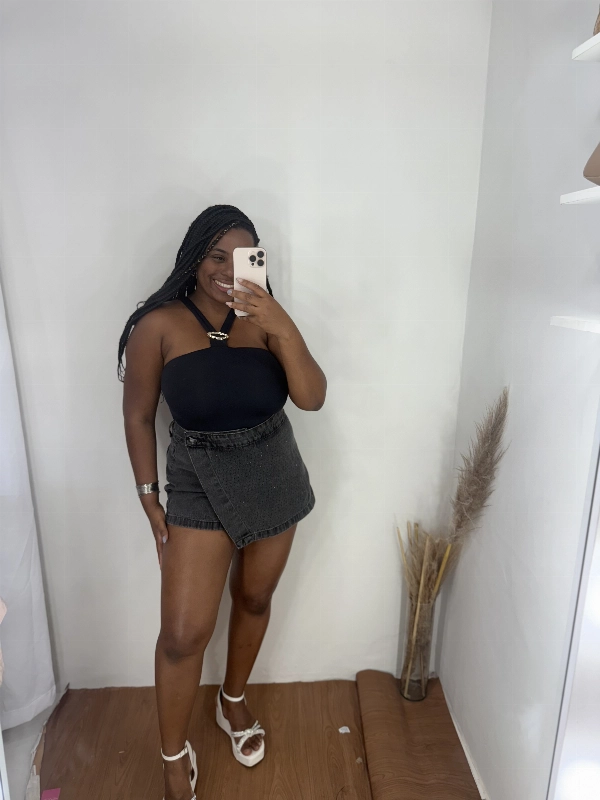 Short saia jeans