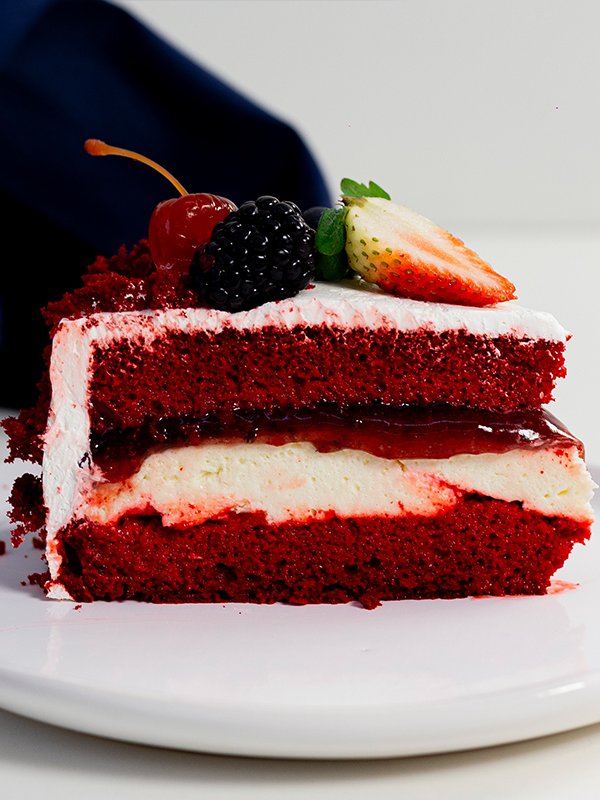 Fatia de bolo red velvet
